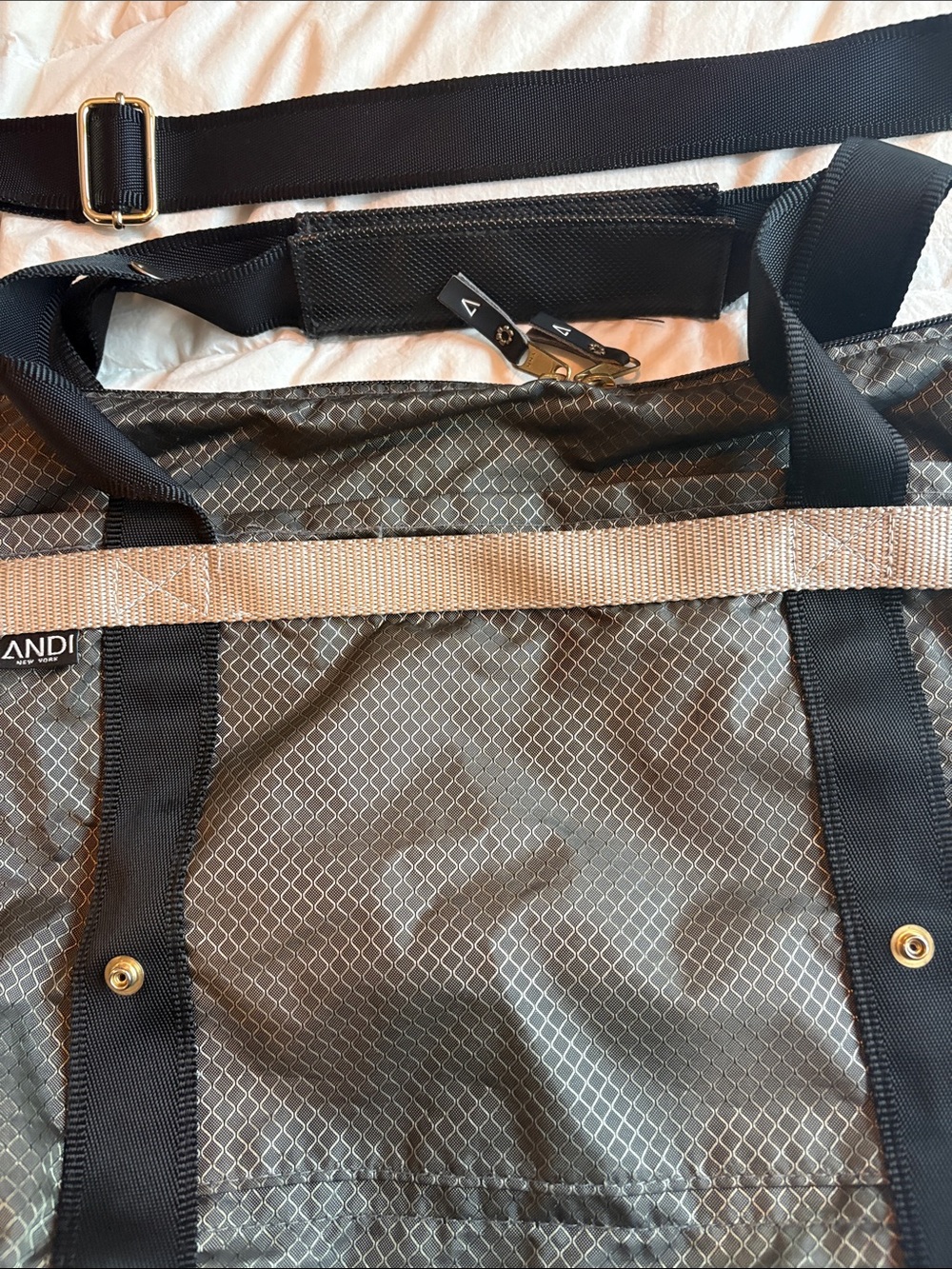 ANDI New York convertible tote bag in a gray grid pattern. - Picture 8 of 12